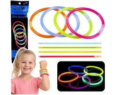 Lean Toys Neoniniai šviečiantys apyrankės rinkinys 5 vnt., lankstomi, 20 cm, vakarėliams, vaikams ir suaugusiems