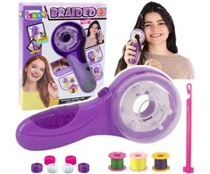 Lean Toys Plaukų pynimo rinkinys su pynimo mašinėle, siūlais ir gumelėmis