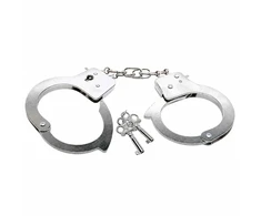 Lean Toys Handcuffs for a Little Policeman, Metal, with Keys, for Children, Sidabrinis