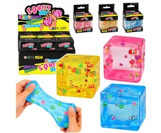 Lean Toys Ice Cube Anti-Stress Squishy – Transparent with Fruit, 5cm