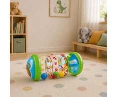 Lean Toys Inflatable Roller with Balls for Crawling for Toddlers Teddy Bear 51 x 22 cm