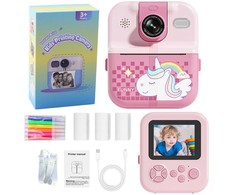 Lean Toys Vaikų momentinis fotoaparatas su terminiu spausdintuvu Unicorn Rožinė