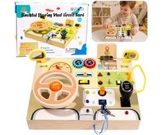 Lean Toys Medinė edukacinė manipuliacinė vairavimo lenta
