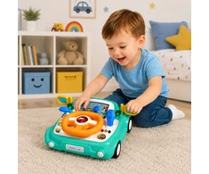 Lean Toys Interactive Panel Driving Simulator Car Lights Sounds Mėlyna