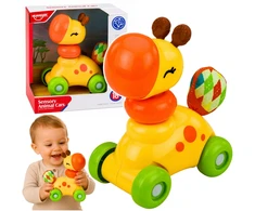 Lean Toys Interactive Sensory Toy Giraffe Car For Toddlers Geltona