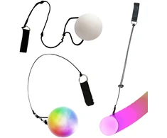 Lean Toys Šviečiantis LED žongliravimo kamuolys su virvele