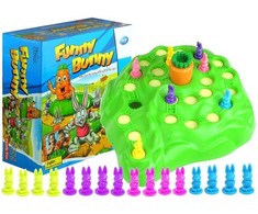 Lean Toys Stalo žaidimas „Bunny Race“ su besisukančia morka, 2-4 žaidėjams