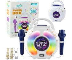 Lean Toys Interaktyvi muzikos kolonėlė vaikams su mikrofonais ir LED šviesomis