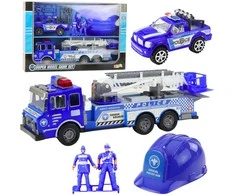 Lean Toys Policijos rinkinys vaikams su automobiliu ir šalmu
