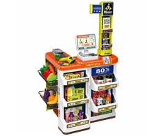Lean Toys Žaislinis prekybos centro rinkinys su kasos aparatu ir skaitytuvu, įvairiaspalvis, 82 × 48 × 41 cm, apie 60 dalių