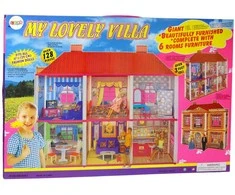 Lėlių namas su priedais Lean Toys, 128 elementai