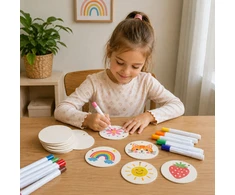Lean Toys Kūrybiniai medienos masės diskai 3D efektui, Ø 6 cm, 20 vnt.