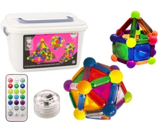 Lean Toys Magnetiniai blokeliai su apšvietimu, 154 vnt.