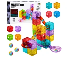 Lean Toys Magnetinis konstruktorius su kamuoliukų trasa, spalvotas, 28 dalių