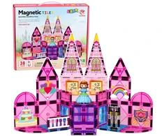 Lean Toys Magnetinės kaladėlės rožinės 38 vnt.
