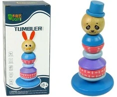 Lean Toys Medinė edukacinė piramidė Panda balansavimo bokštas
