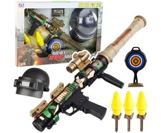 Lean Toys Karinis žaidimų rinkinys su RPG bazuka ir šalmu