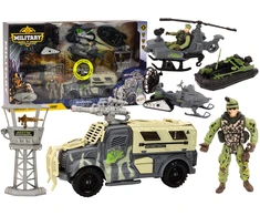 Lean Toys Karinis žaislų rinkinys su transporto priemonėmis ir kareiviais