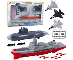 Lean Toys Karinis žaislų rinkinys su laivu, povandeniniu laivu ir naikintuvais