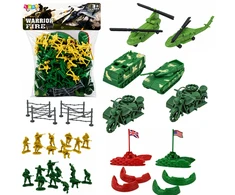 Lean Toys Kareivėlių figūrėlių rinkinys su transporto priemonėmis, 121 vnt.