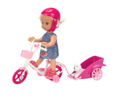 Lean Toys Žavingas rinkinys su lėle, dviračiu ir priekaba