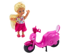 Lean Toys MINI LĖLĖ SU PASPIRTUKU IR ŠALMU