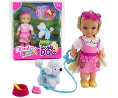 Lean Toys Lėlių rinkinys su šunimi, pavadėliu ir priedais