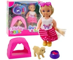 Lean Toys Lėlės rinkinys su šuniuku ir palapine