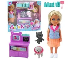 Lean Toys Veterinarijos žaislų rinkinys su lėle ir gyvūnais