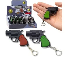 Lean Toys Raktų pakabukas mini pistoletas su LED ir lazeriu 6.5 cm