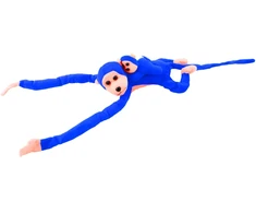 Lean Toys Pliušinis žaislas - mėlyna beždžionė su mažyliu, 70 cm