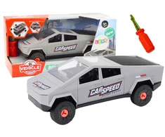 Lean Toys Modernus pilkas automobilio rinkinys su atsuktuvu