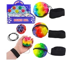 Lean Toys Guminis kamuolys su elastine virve 6,5 cm