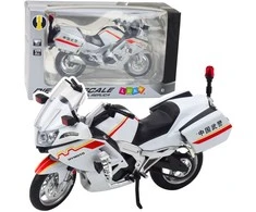 Lean Toys METALINIS MOTOCIKLAS SU ŠVIESOMIS IR GARSU – BALTAI/RAUDONAI/GELTONAS 1:12