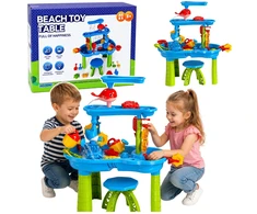 Lean Toys Vandens žaidimų stalas su kelių lygių vandens trasa ir kėdute, 61 × 63 cm