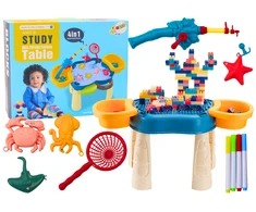 Lean Toys Daugiafunkcinis vaikiškas stalas 4 viename, mėlynas