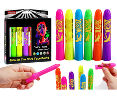 Lean Toys Neoninis veido piešimo rinkinys su 6 fluorescenciniais markeriais