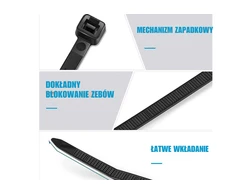 Lean Juodos nailoninės užspaudžiamos juostos, 3,6x300mm, 100 vnt.