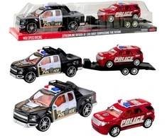 Lean Toys Policijos visureigis su vilkiku ir patruline mašina, 60x11.5x10.5 cm