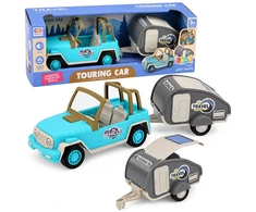 Lean Toys Bekelės automobilis su kemperiu mėlynas