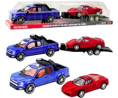 Lean Toys Automobilių žaislų rinkinys su vilkiku ir sportiniu automobiliu