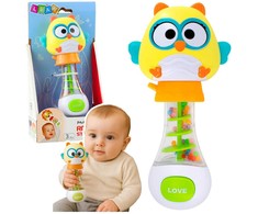 Lean Toys Barškutis vaikams pelėda su spalvotais rutuliukais 17 cm