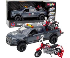 Lean Toys Žaislinis pikapas su motociklu, šviesomis ir garsais, 33.5 cm