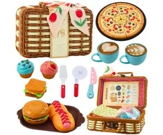 Lean Toys Pikniko rinkinys su pintu krepšiu ir maisto priedais, 33 dalys