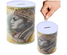 Lean Toys Metalinė taupyklė su 200 PLN banknoto motyvu, 16x12 cm