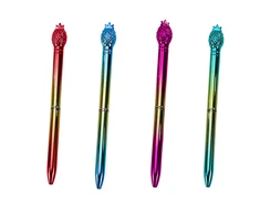 Lean Toys Auksinis ananaso formos rašiklis su mėlynu užpildu, 0.7 mm