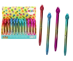 Lean Toys Auksinis ananaso formos rašiklis su mėlynu užpildu, 0.7 mm