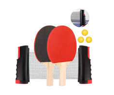 Lean Toys Stalo teniso rinkinys: raketės, tinklas ir kamuoliukai