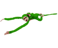 Lean Toys Pliušinis žaislas -  žalia beždžionė su mažyliu, 70 cm