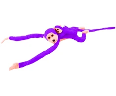 Lean Toys Pliušinis žaislas - violetinė beždžionė su mažyliu, 90 cm